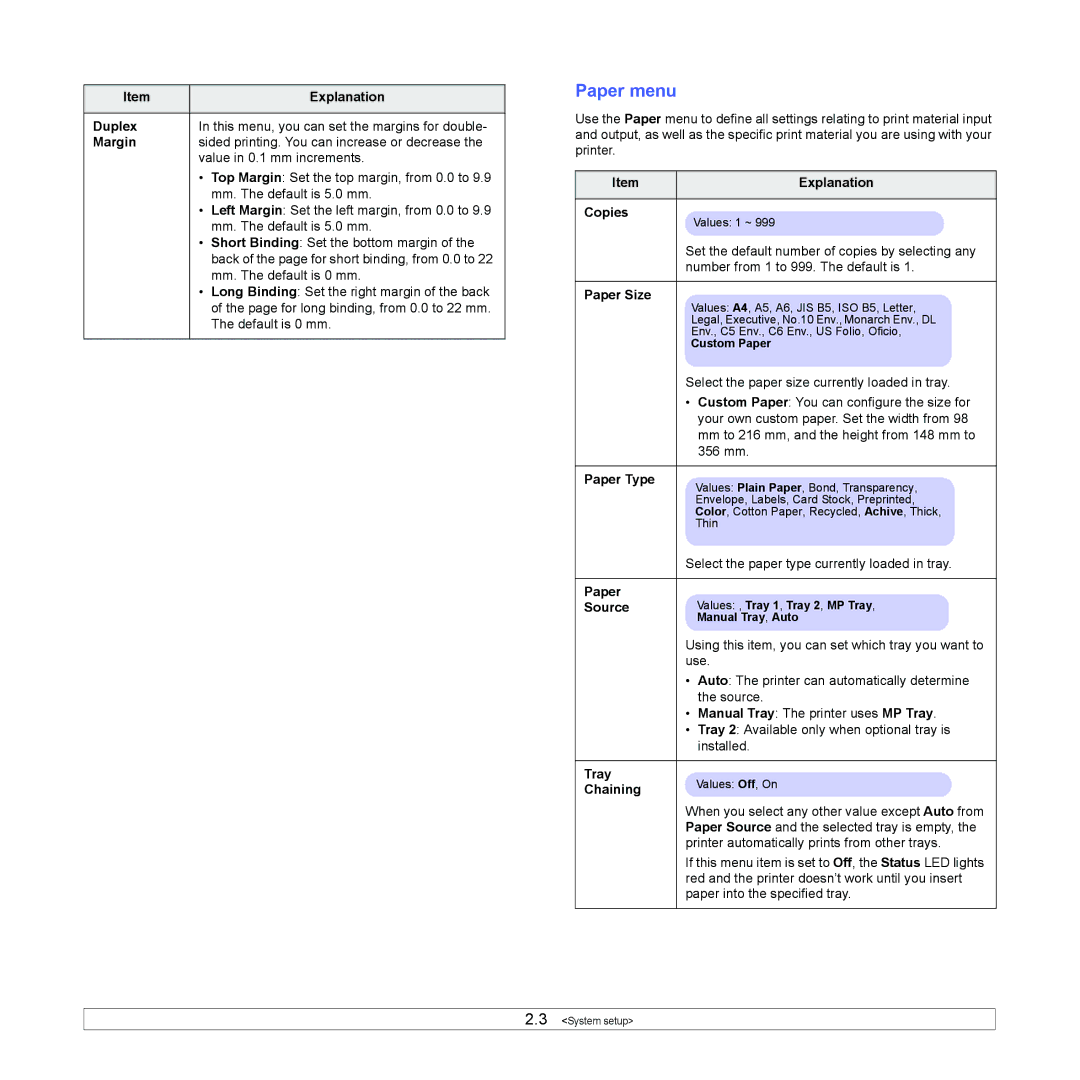 Xerox 3435DN manual Paper menu 