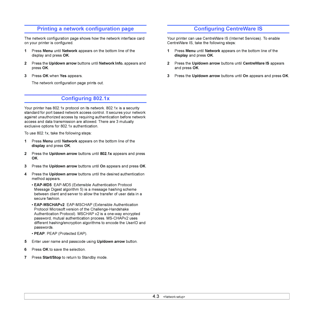 Xerox 3435DN manual Printing a network configuration, Configuring CentreWare is 