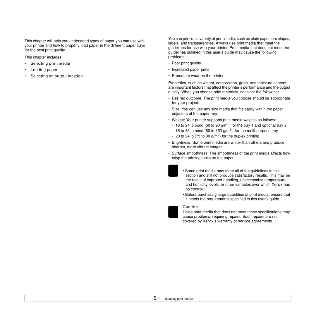 Xerox 3435DN manual Loading print media, Selecting print media 