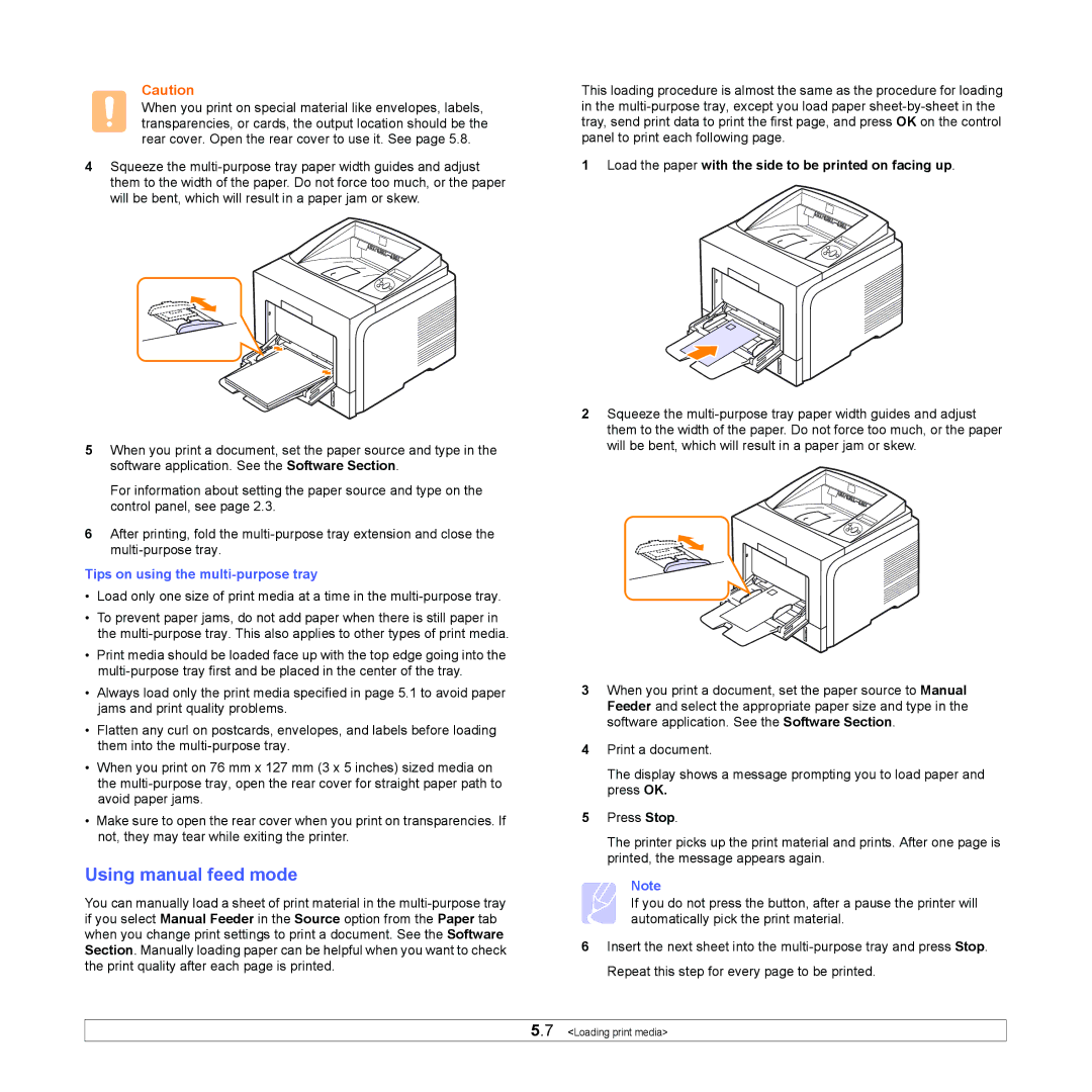 Xerox 3435DN Using manual feed mode, Tips on using the multi-purpose tray 