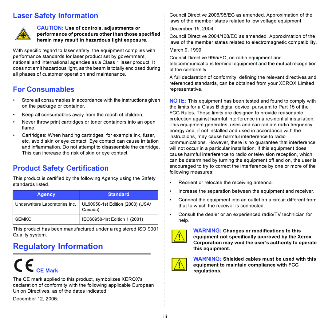 Xerox 3435DN manual Regulatory Information 