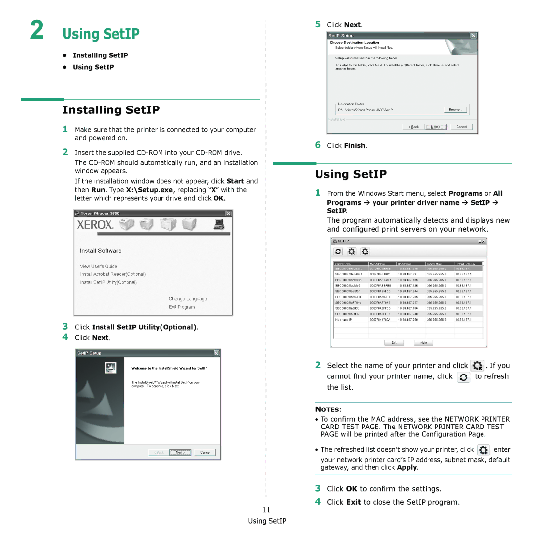 Xerox 3435DN manual Using SetIP, Installing SetIP 