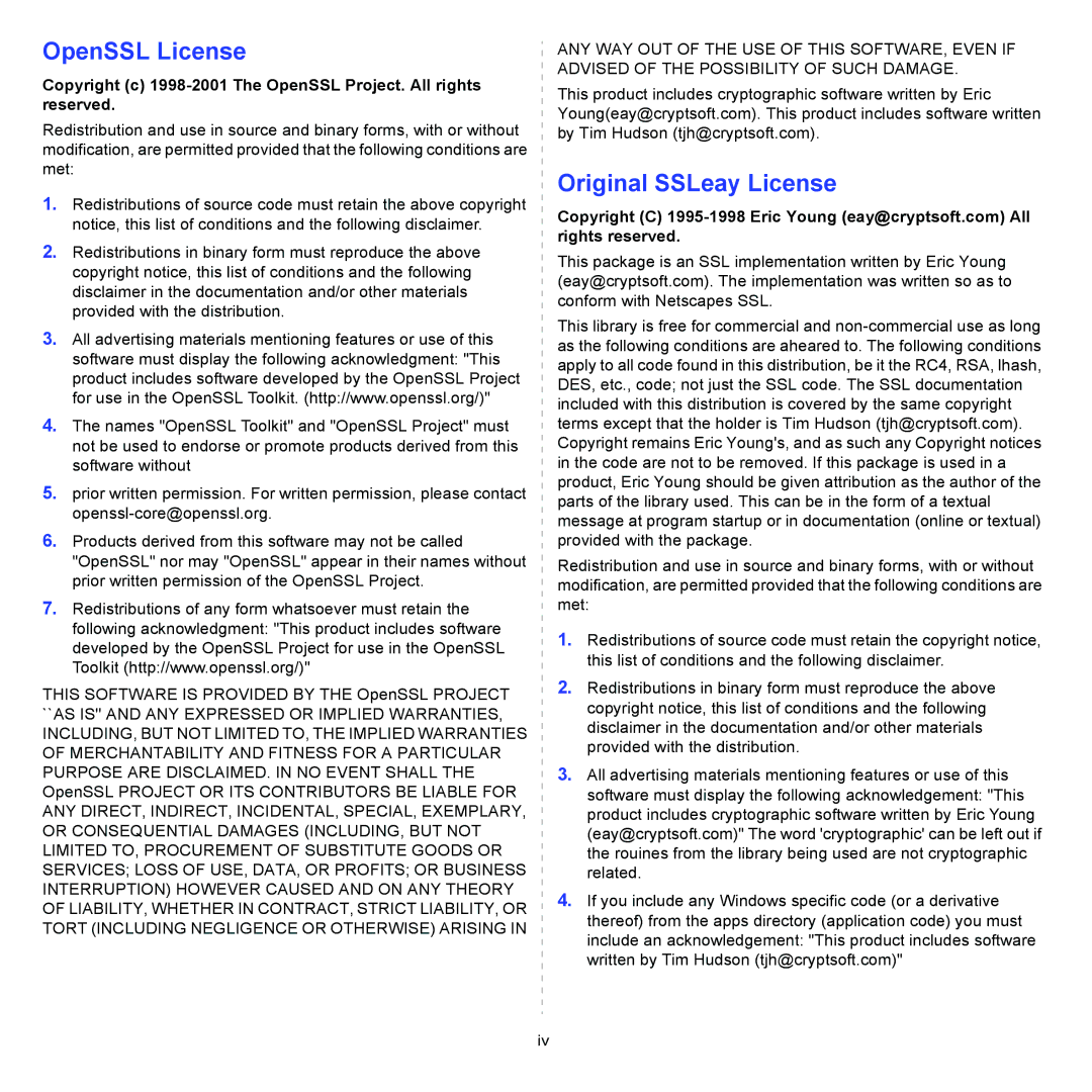 Xerox 3435DN manual OpenSSL License 