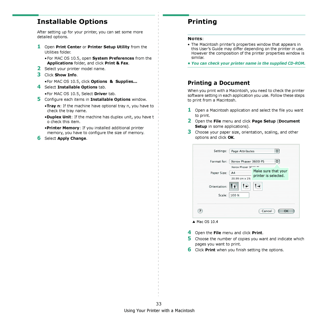 Xerox 3435DN manual Installable Options, Printing a Document, Click Show Info, Select Apply Change 