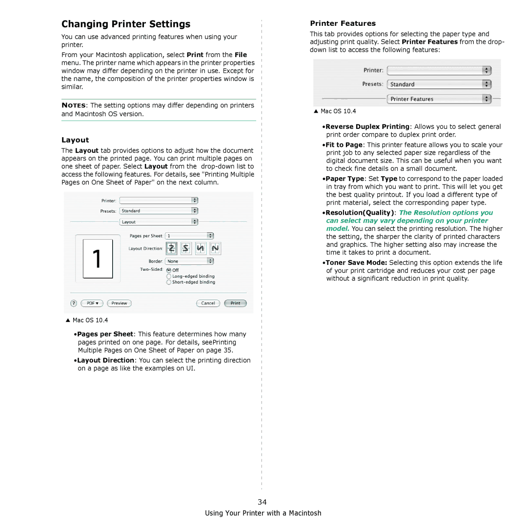 Xerox 3435DN manual Changing Printer Settings, Layout 