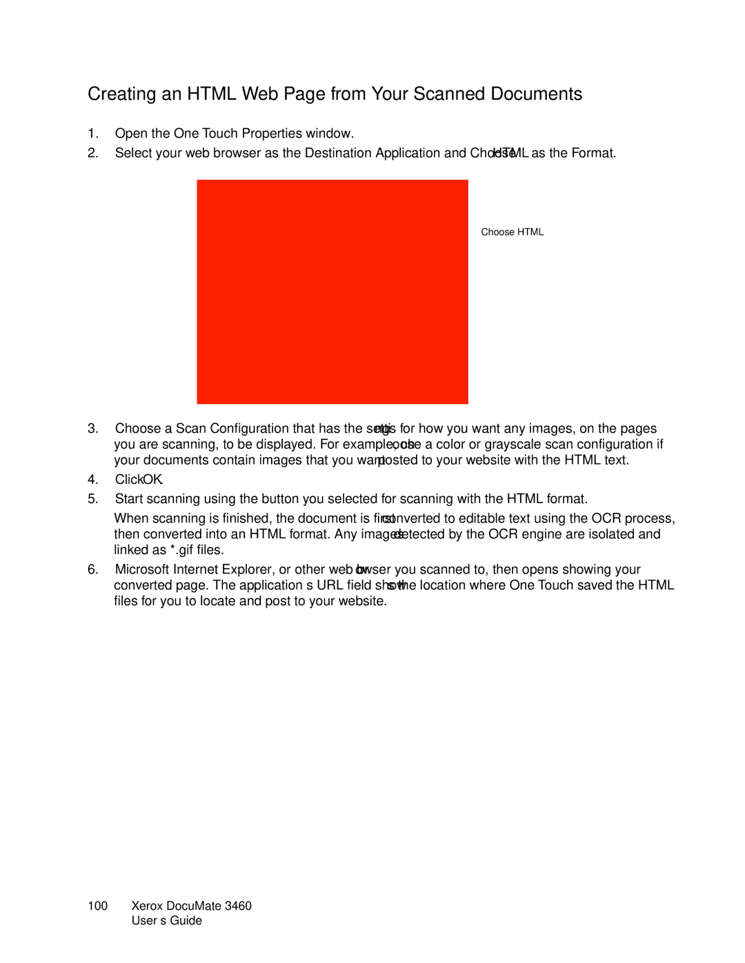 Xerox 3460 manual Creating an Html Web Page from Your Scanned Documents 