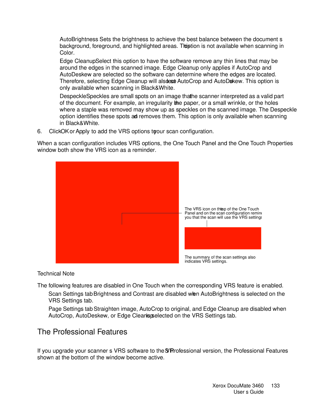 Xerox 3460 manual Professional Features, Technical Note 