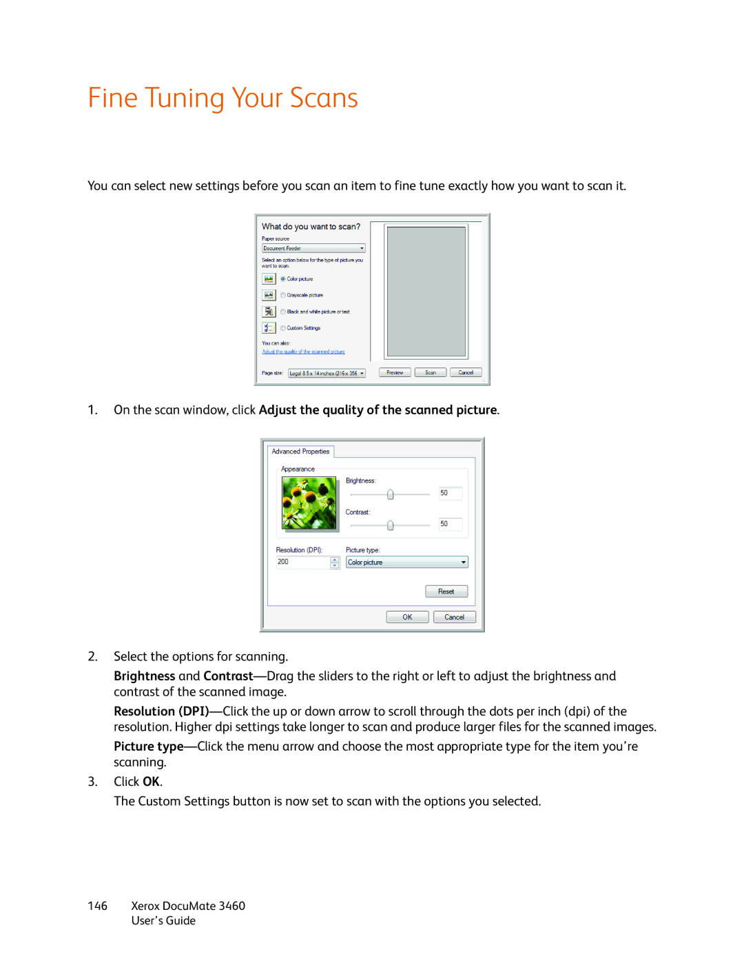 Xerox 3460 manual Fine Tuning Your Scans 