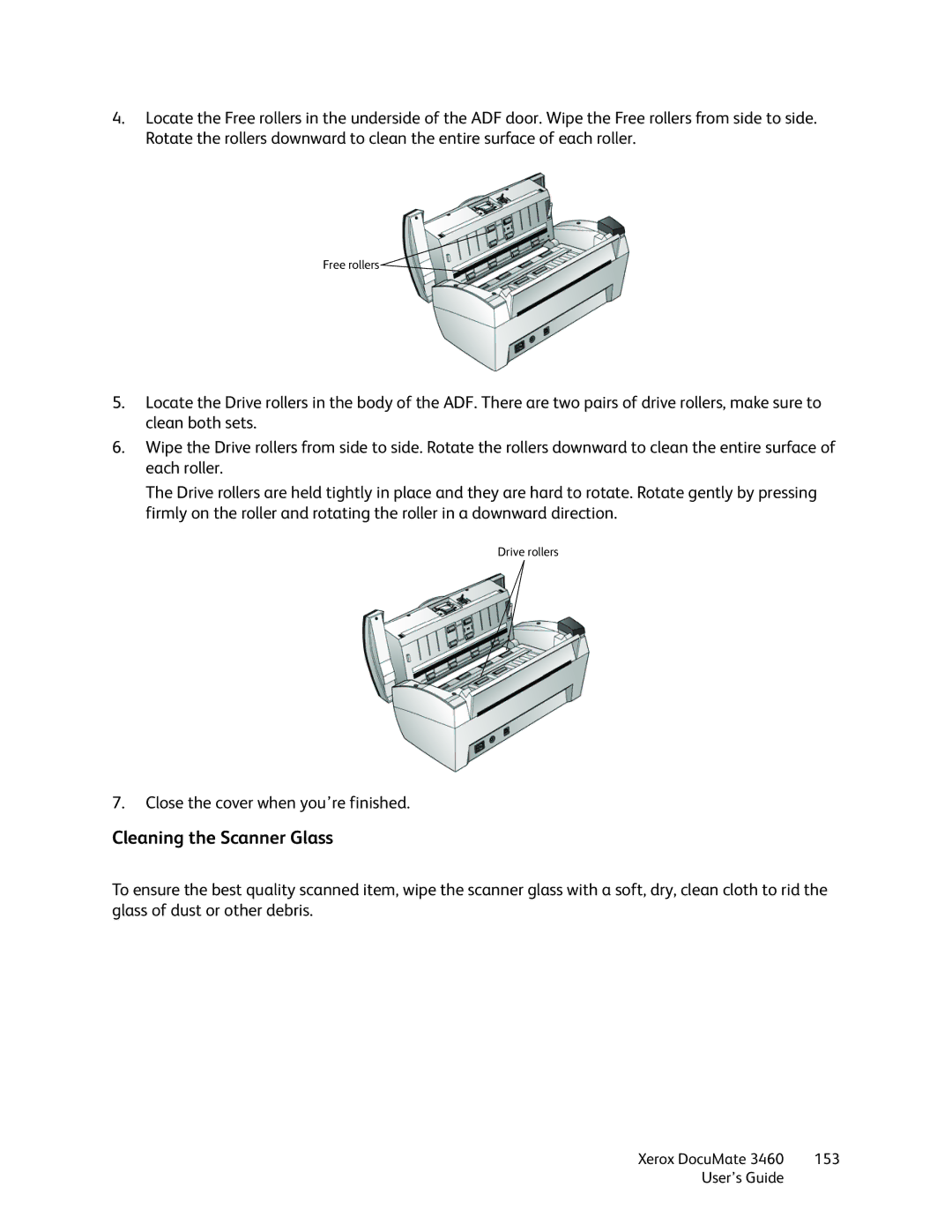 Xerox 3460 manual Cleaning the Scanner Glass 