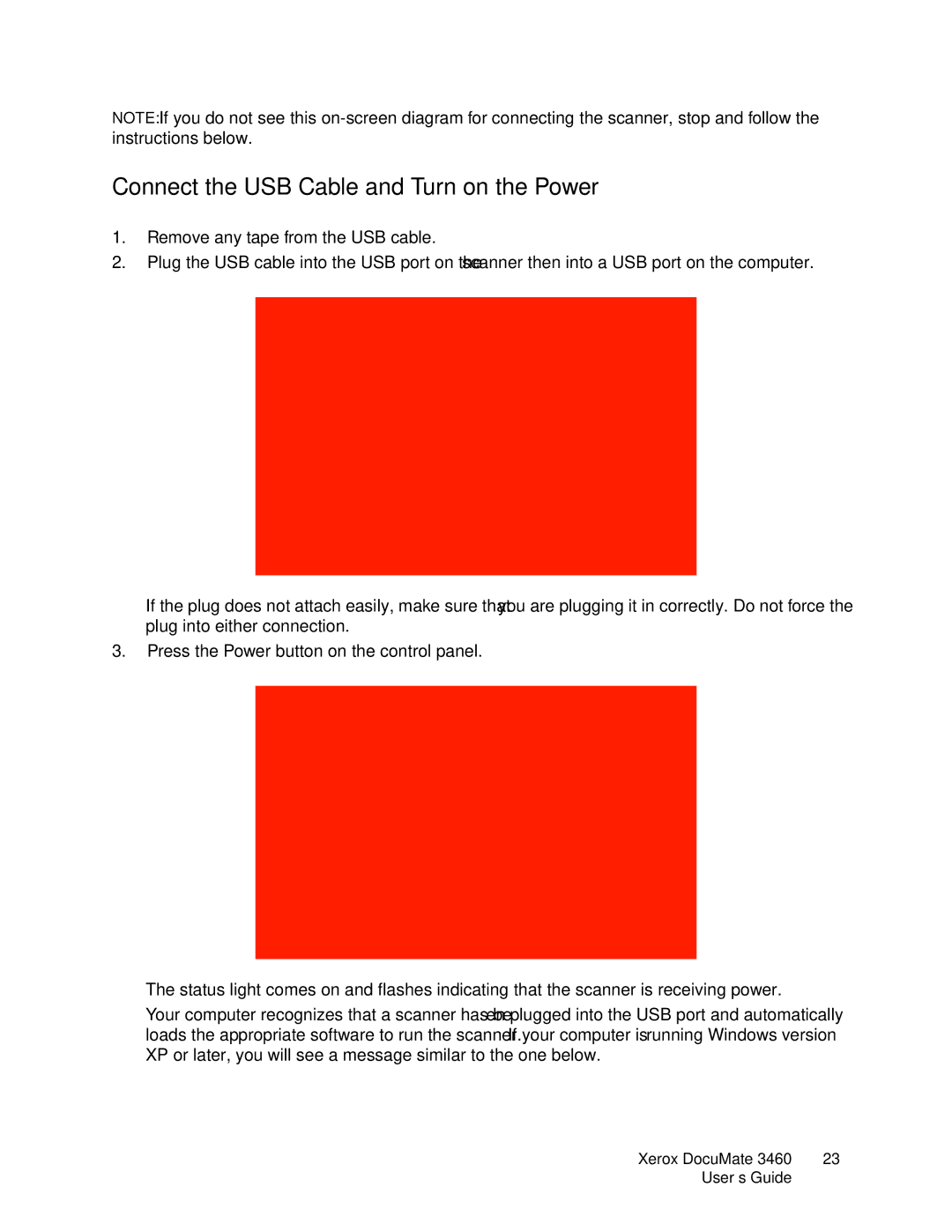 Xerox 3460 manual Connect the USB Cable and Turn on the Power 