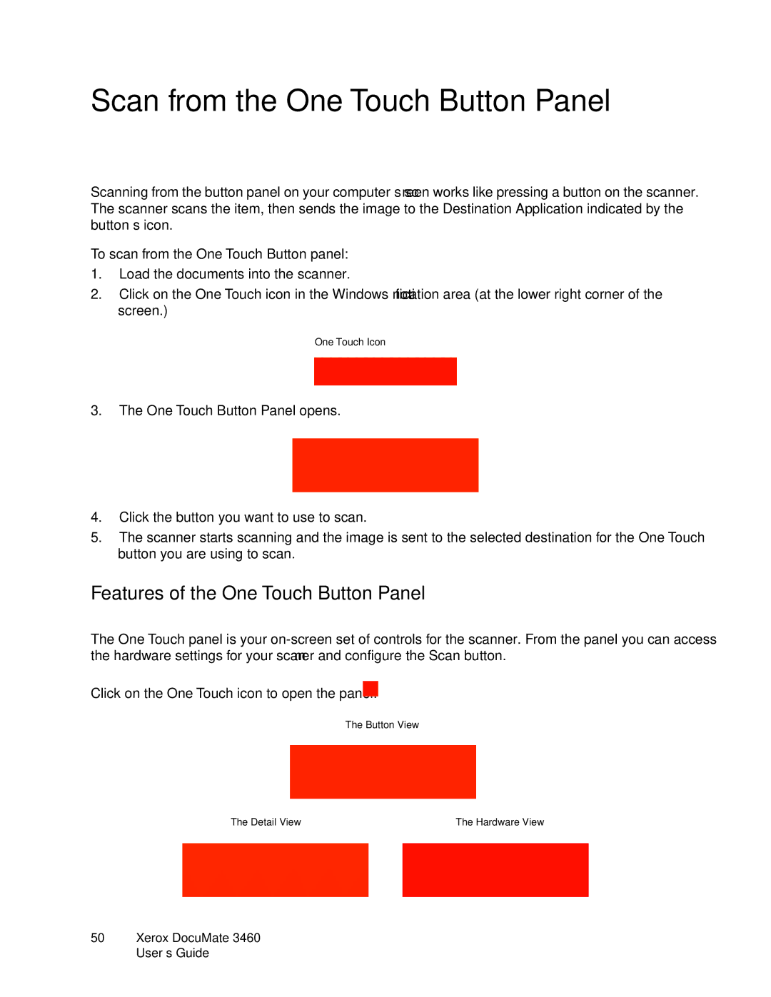 Xerox 3460 manual Scan from the One Touch Button Panel, Features of the One Touch Button Panel 