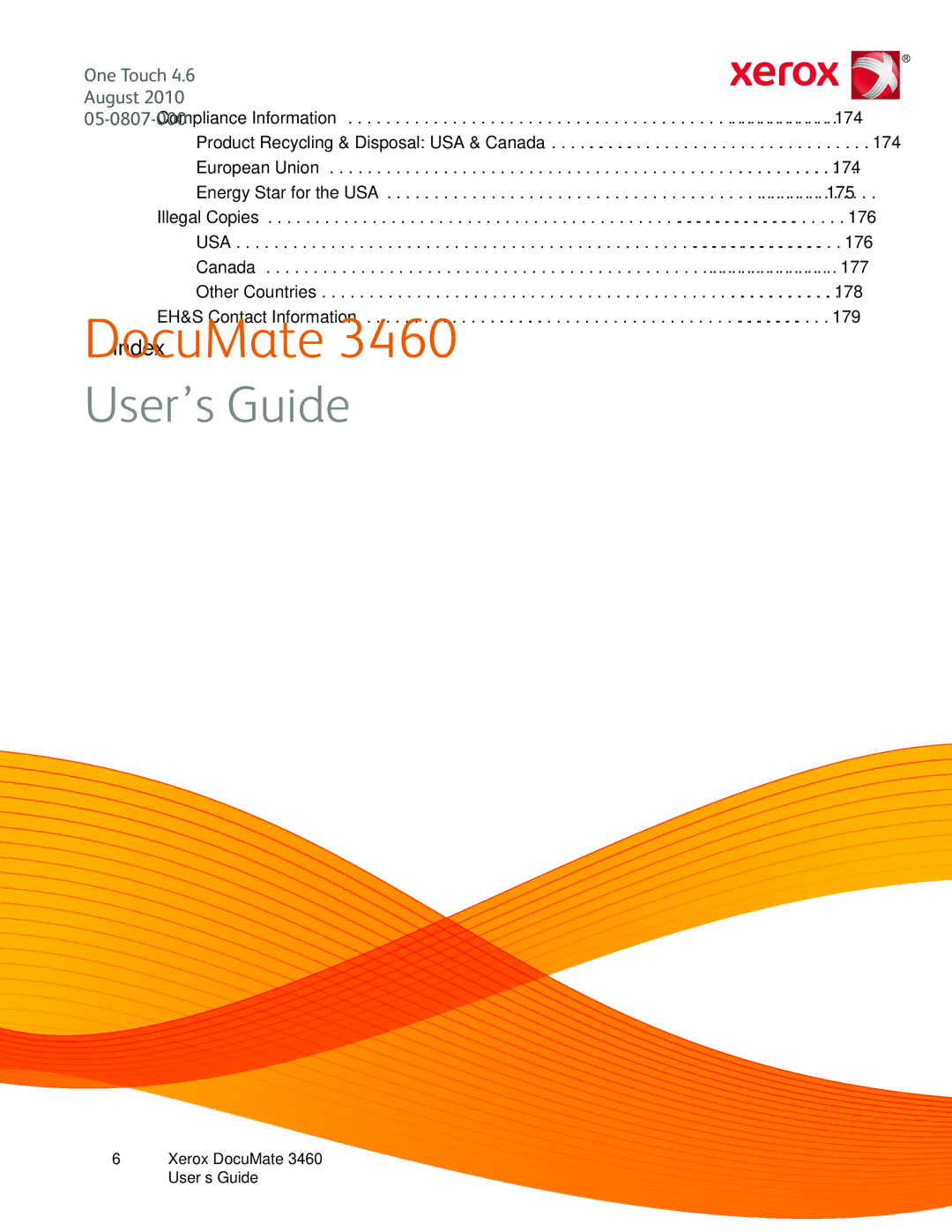 Xerox 3460 manual Index 