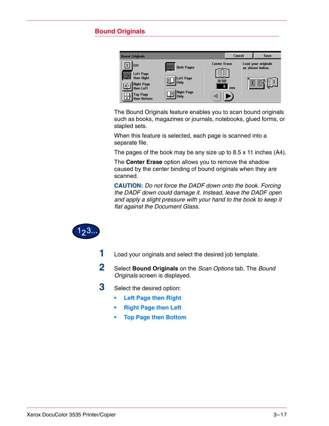 Xerox 3535 manual Bound Originals 