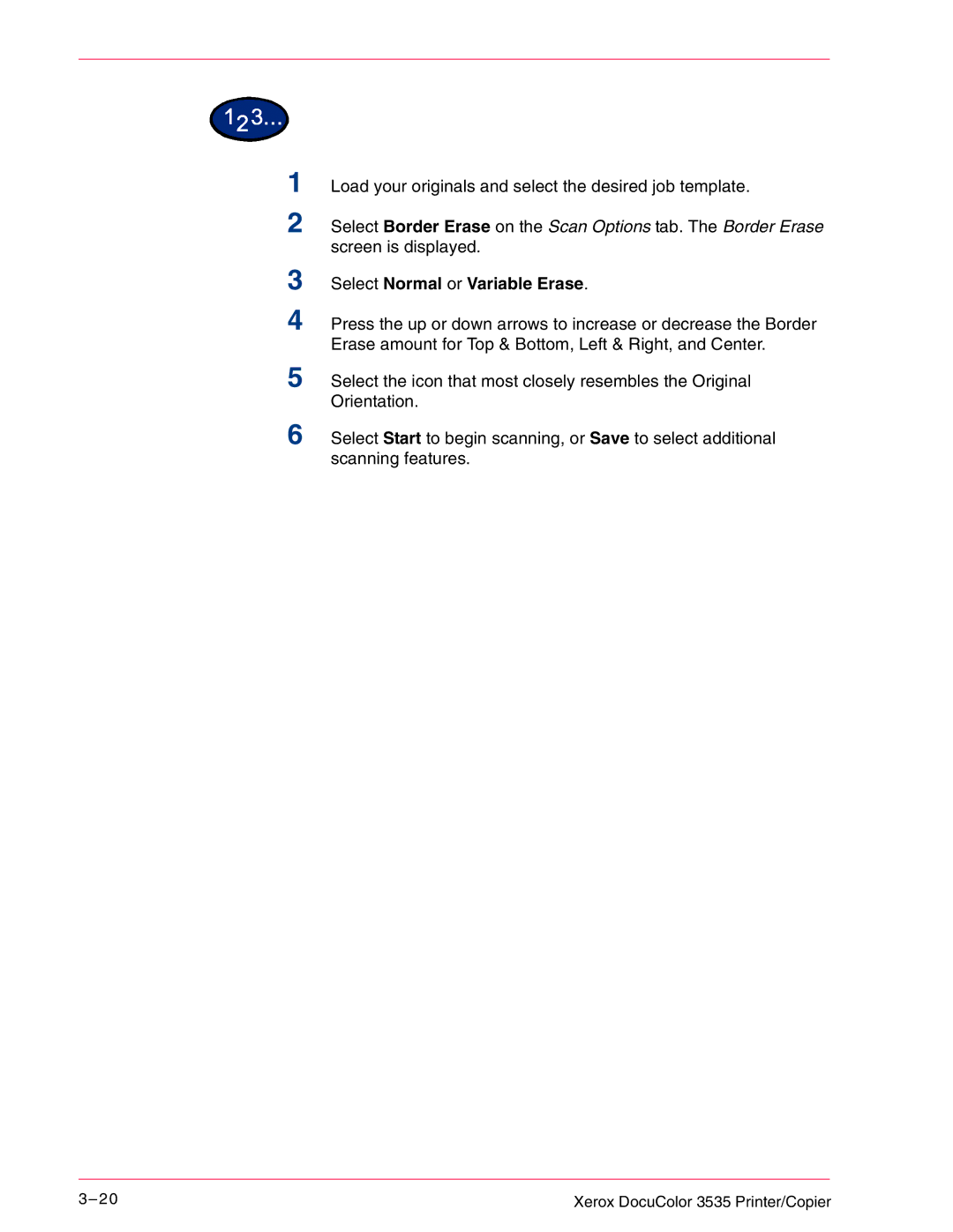 Xerox 3535 manual Select Normal or Variable Erase 