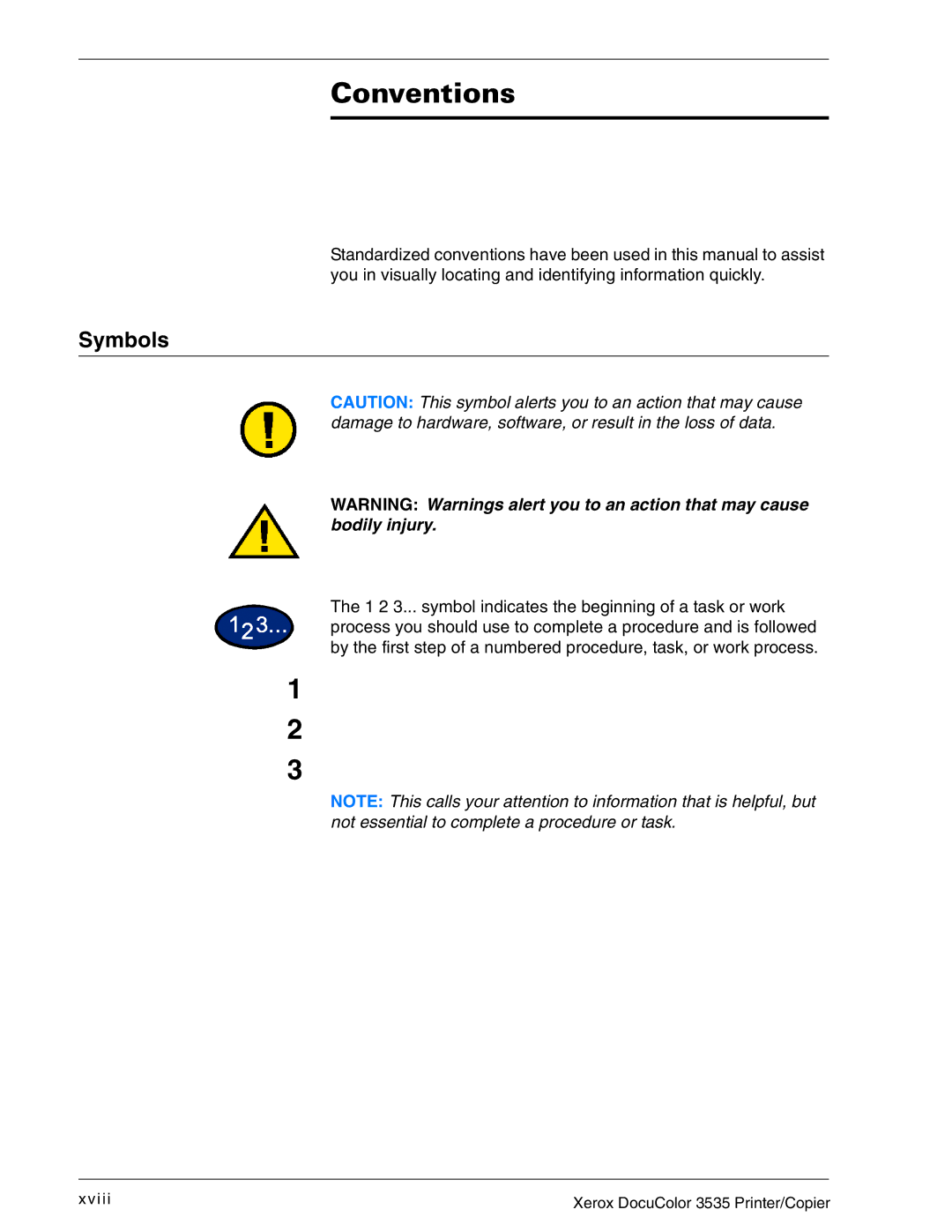 Xerox 3535 manual Conventions 