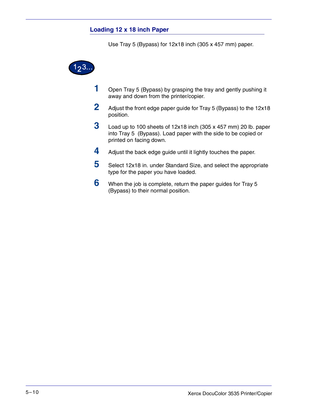 Xerox 3535 manual Loading 12 x 18 inch Paper 