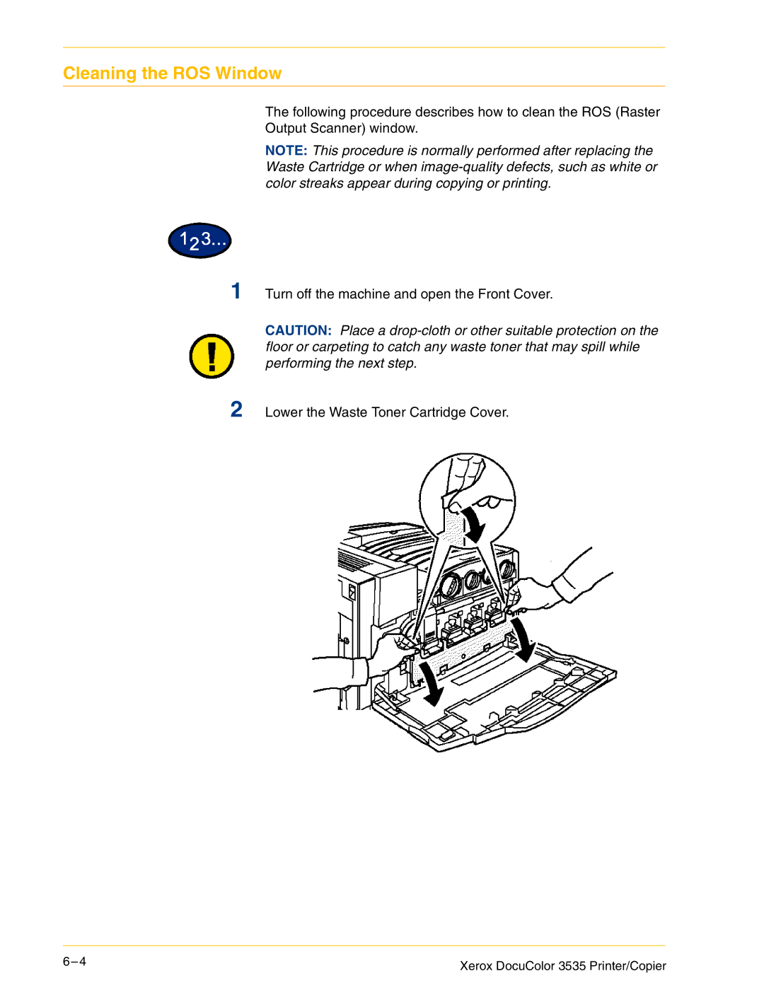 Xerox 3535 manual Cleaning the ROS Window 