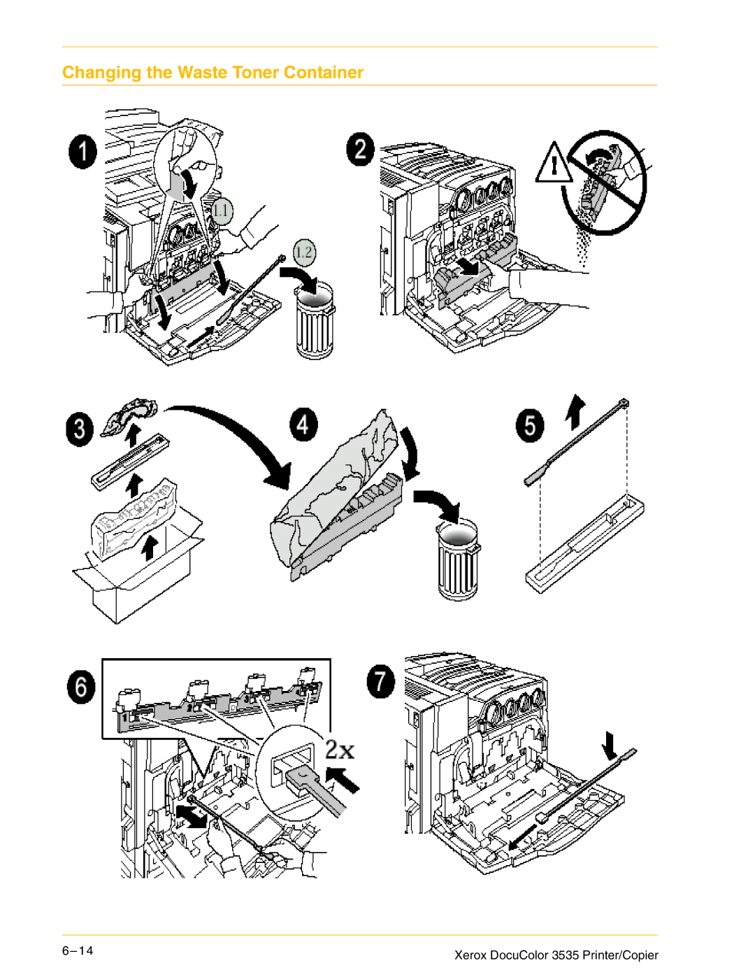 Xerox 3535 manual Changing the Waste Toner Container 