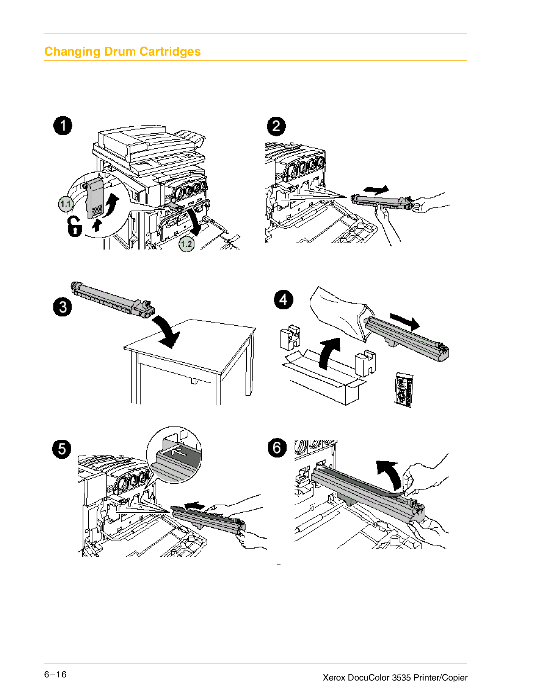 Xerox 3535 manual Changing Drum Cartridges 