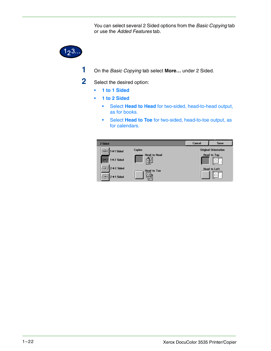 Xerox 3535 manual To 1 Sided To 2 Sided 