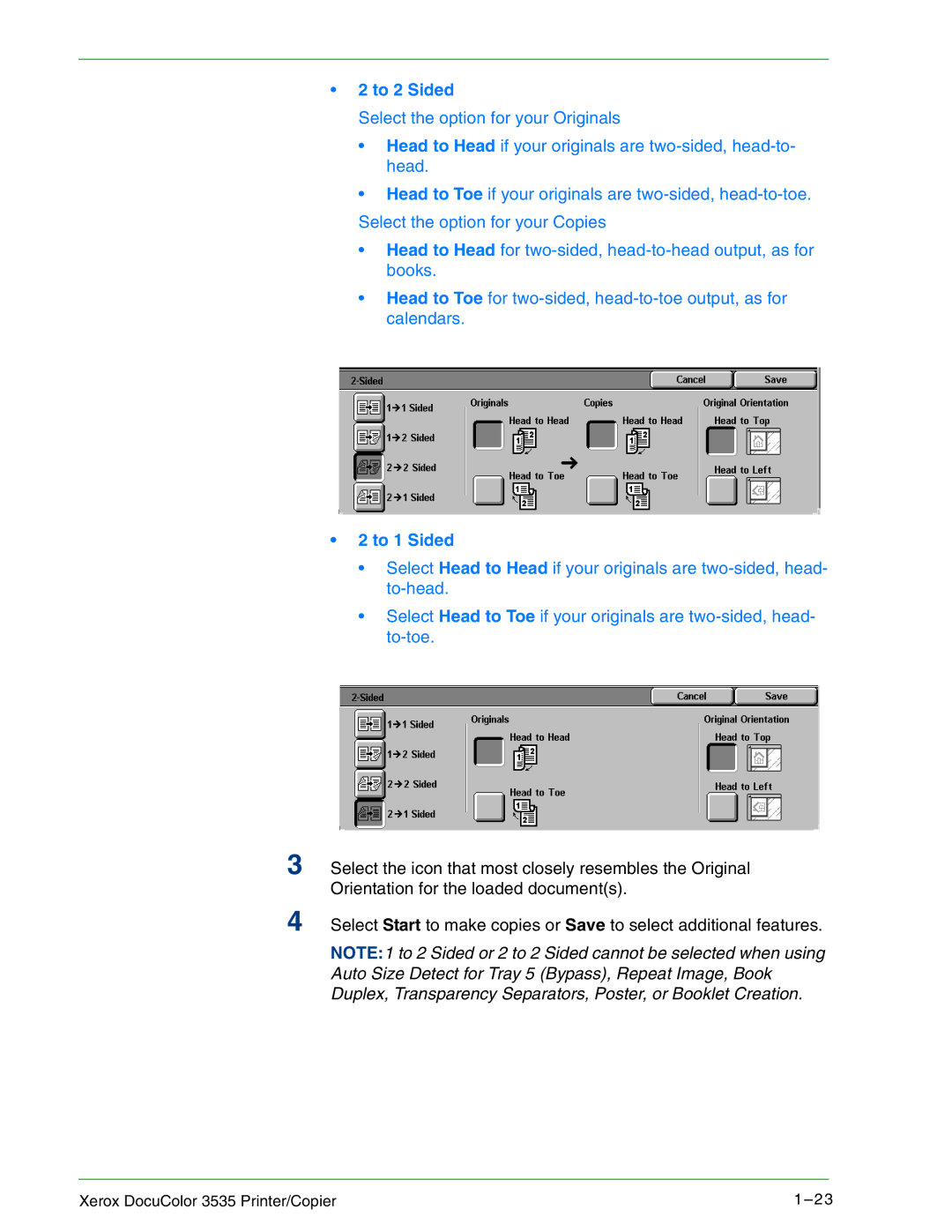 Xerox 3535 manual To 1 Sided 