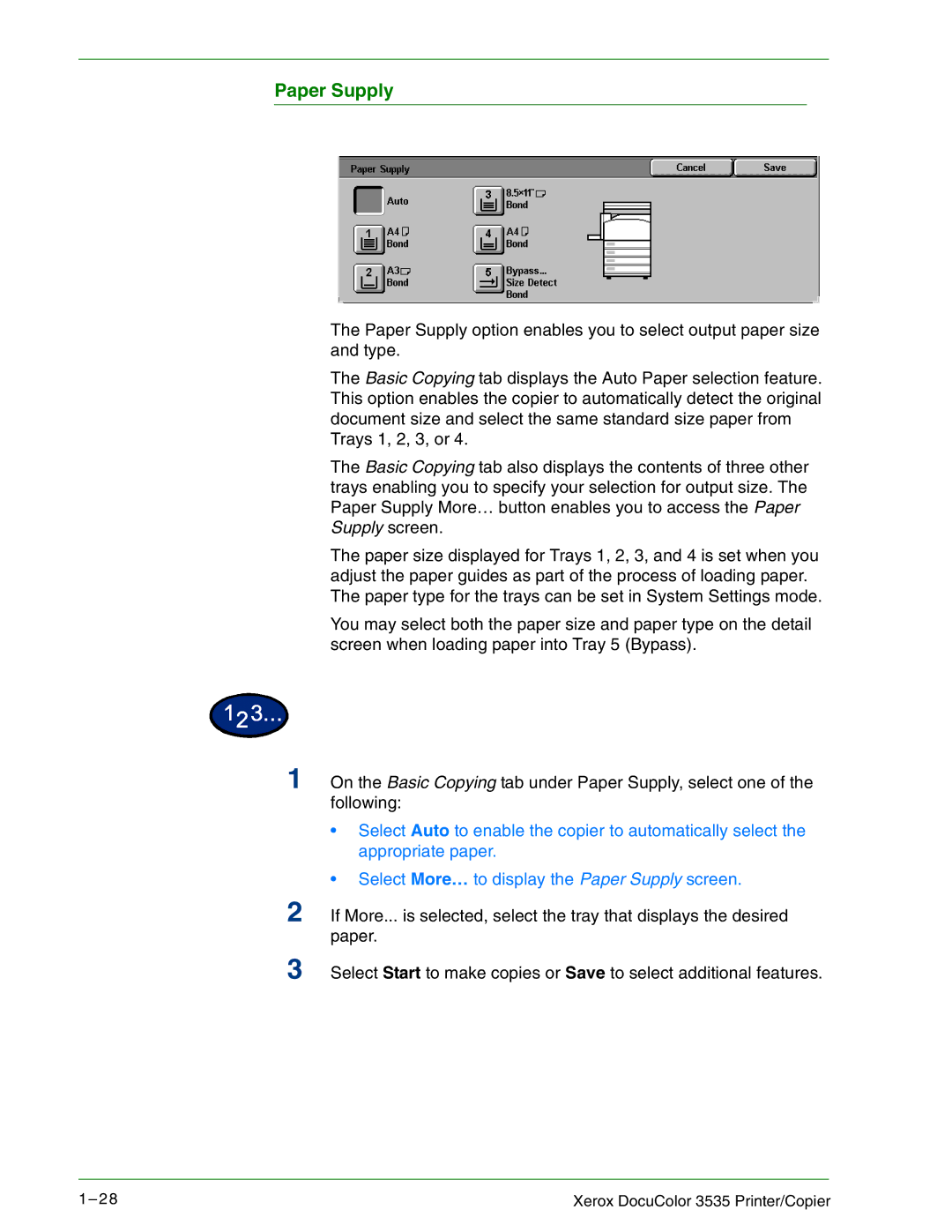 Xerox 3535 manual Paper Supply 