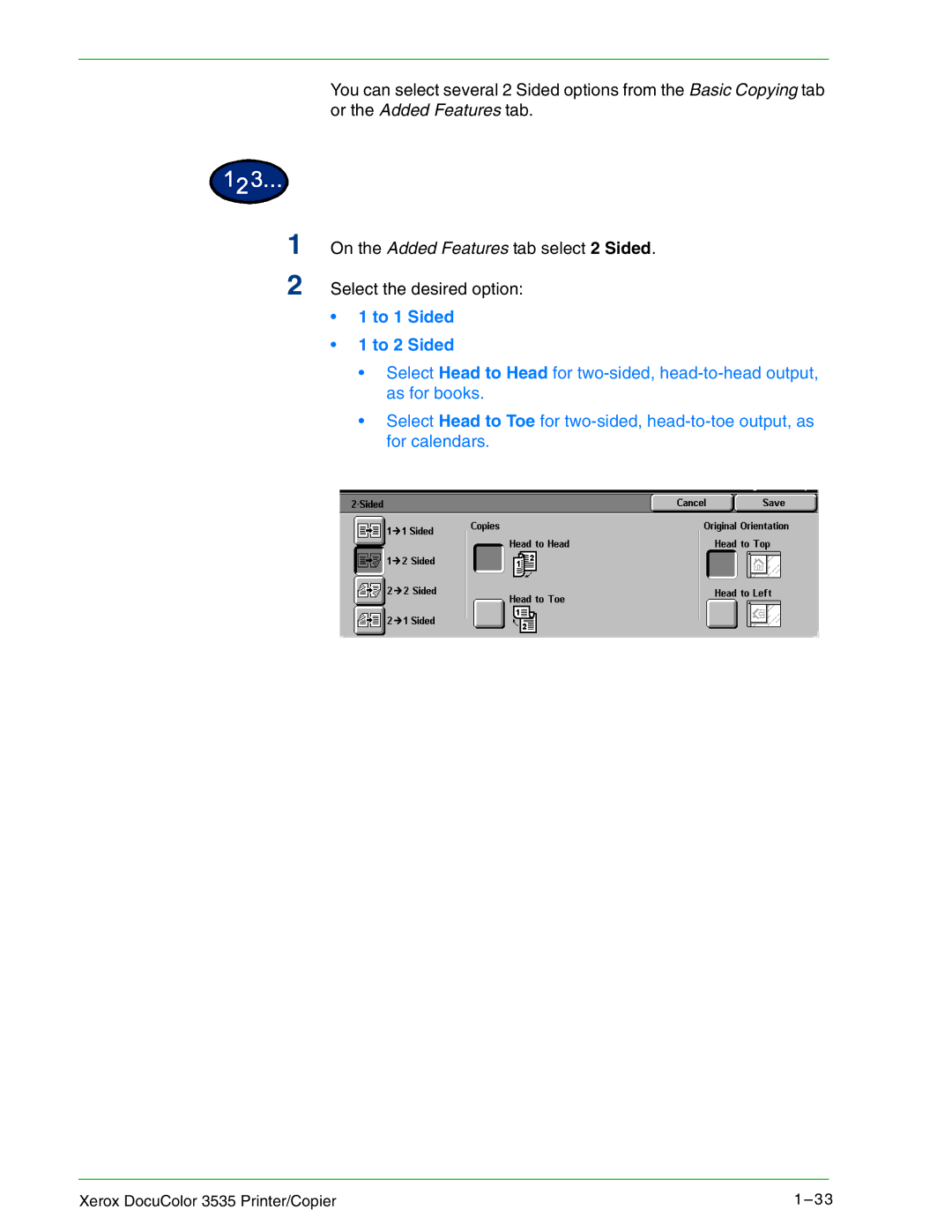 Xerox 3535 manual To 1 Sided To 2 Sided 