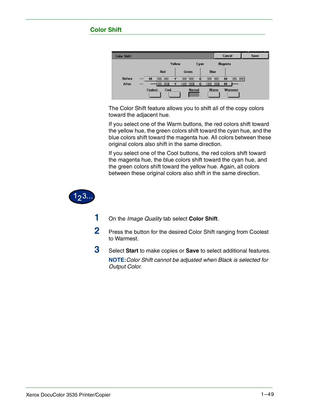 Xerox 3535 manual Color Shift 