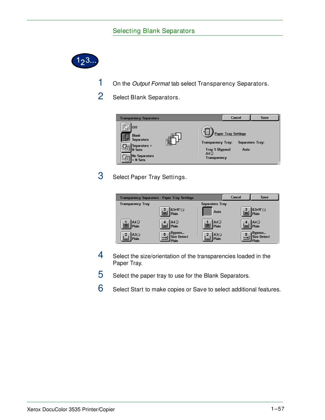 Xerox 3535 manual Selecting Blank Separators 