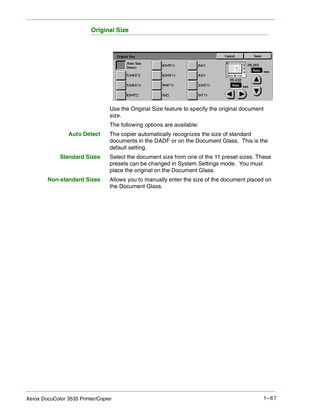 Xerox 3535 manual Original Size 