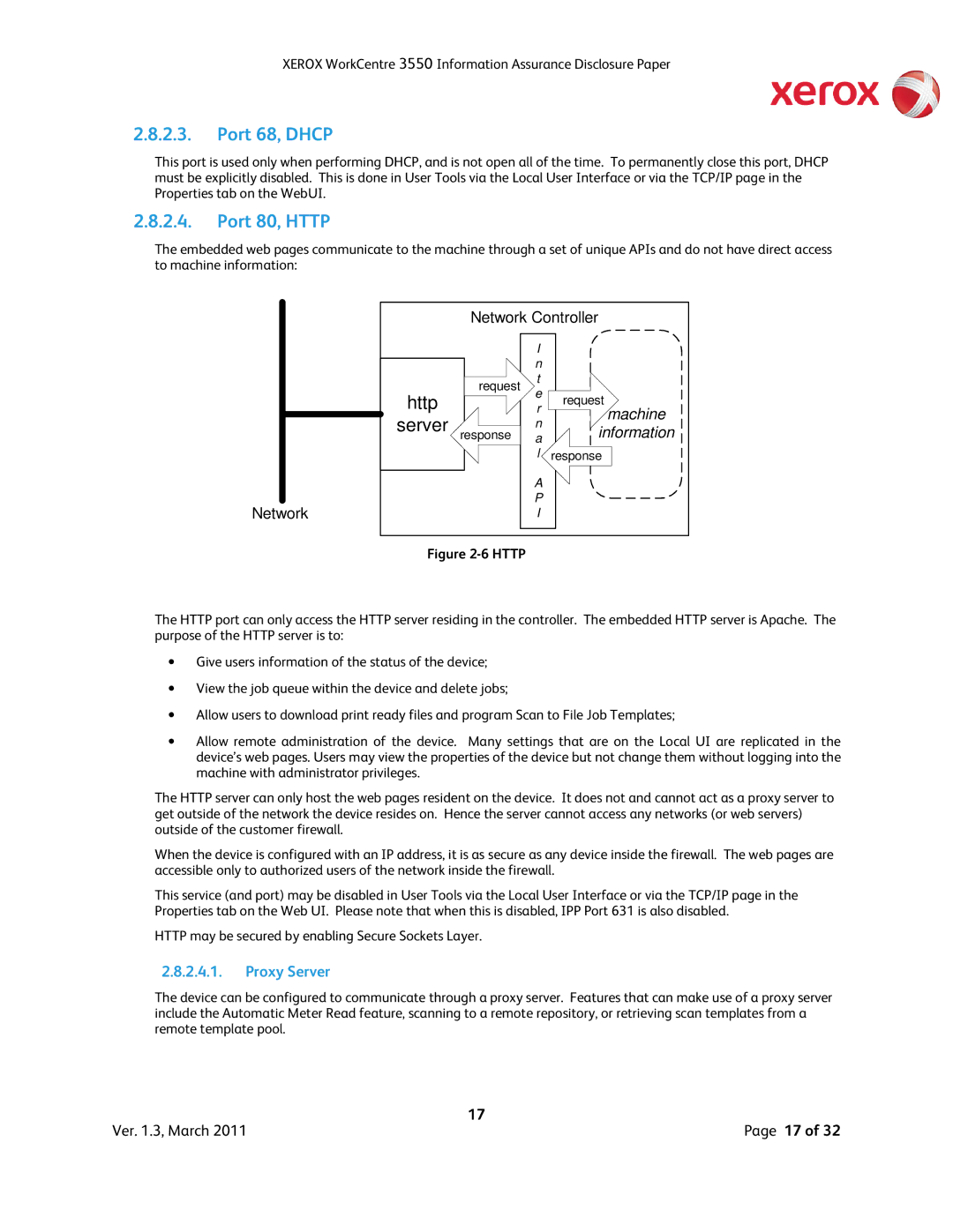 Xerox 3550 manual Port 68, Dhcp, Port 80, Http 