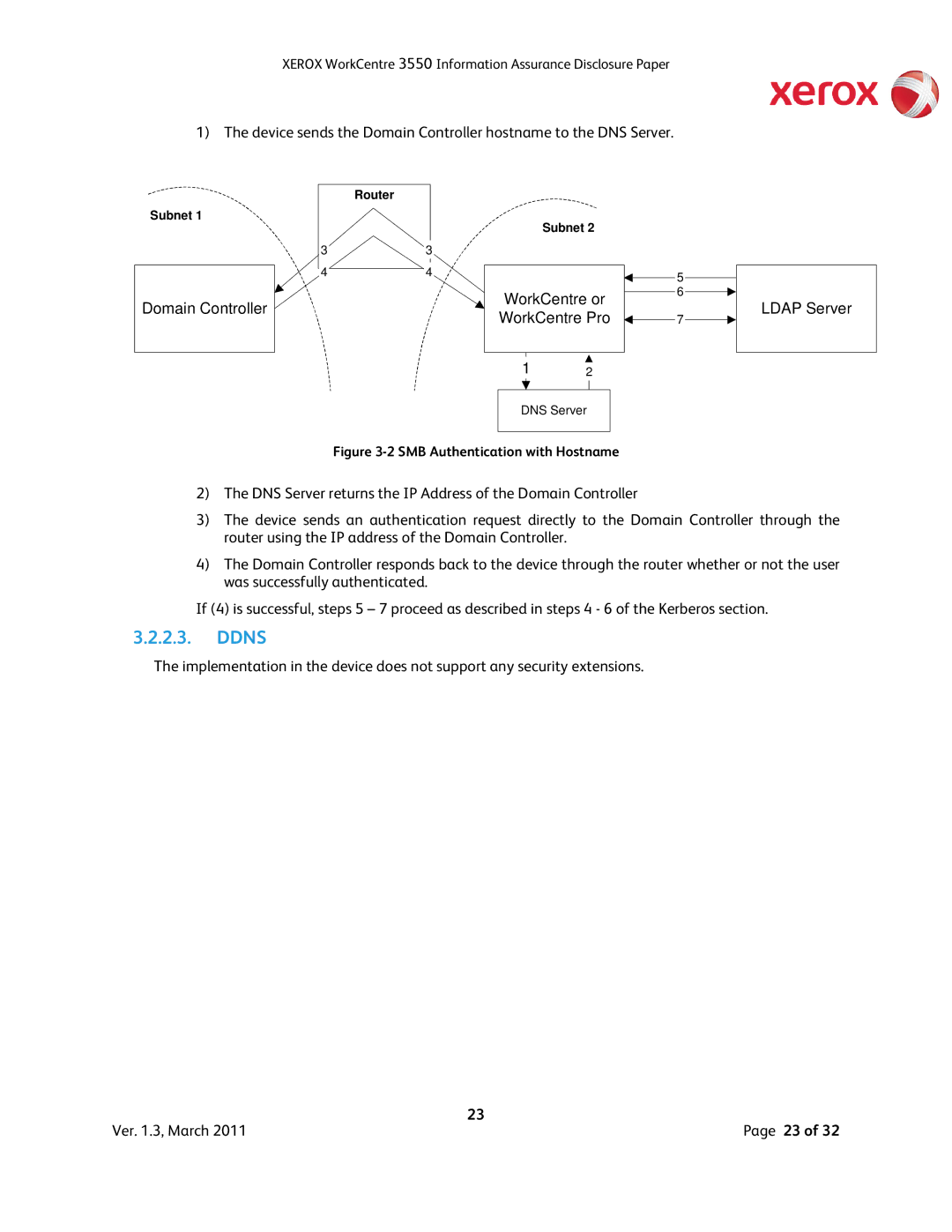 Xerox 3550 manual Ddns, SMB Authentication with Hostname 