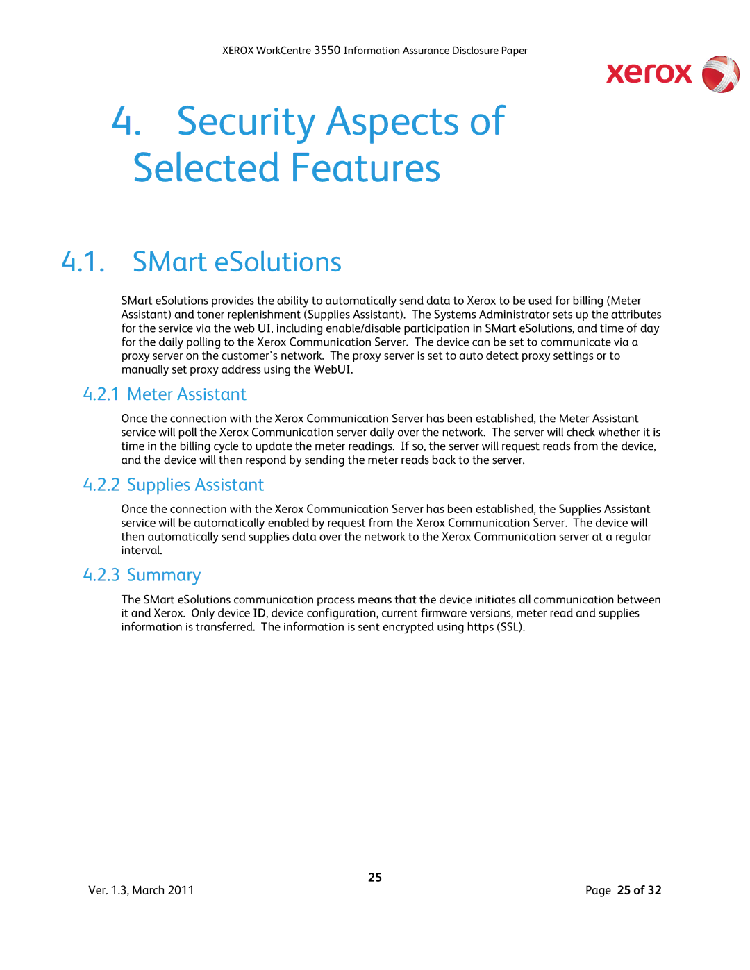 Xerox 3550 manual SMart eSolutions, Meter Assistant, Supplies Assistant, Summary 