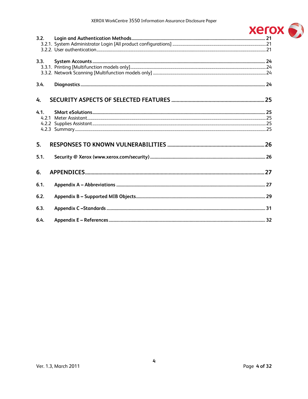 Xerox 3550 manual Security Aspects of Selected Features 