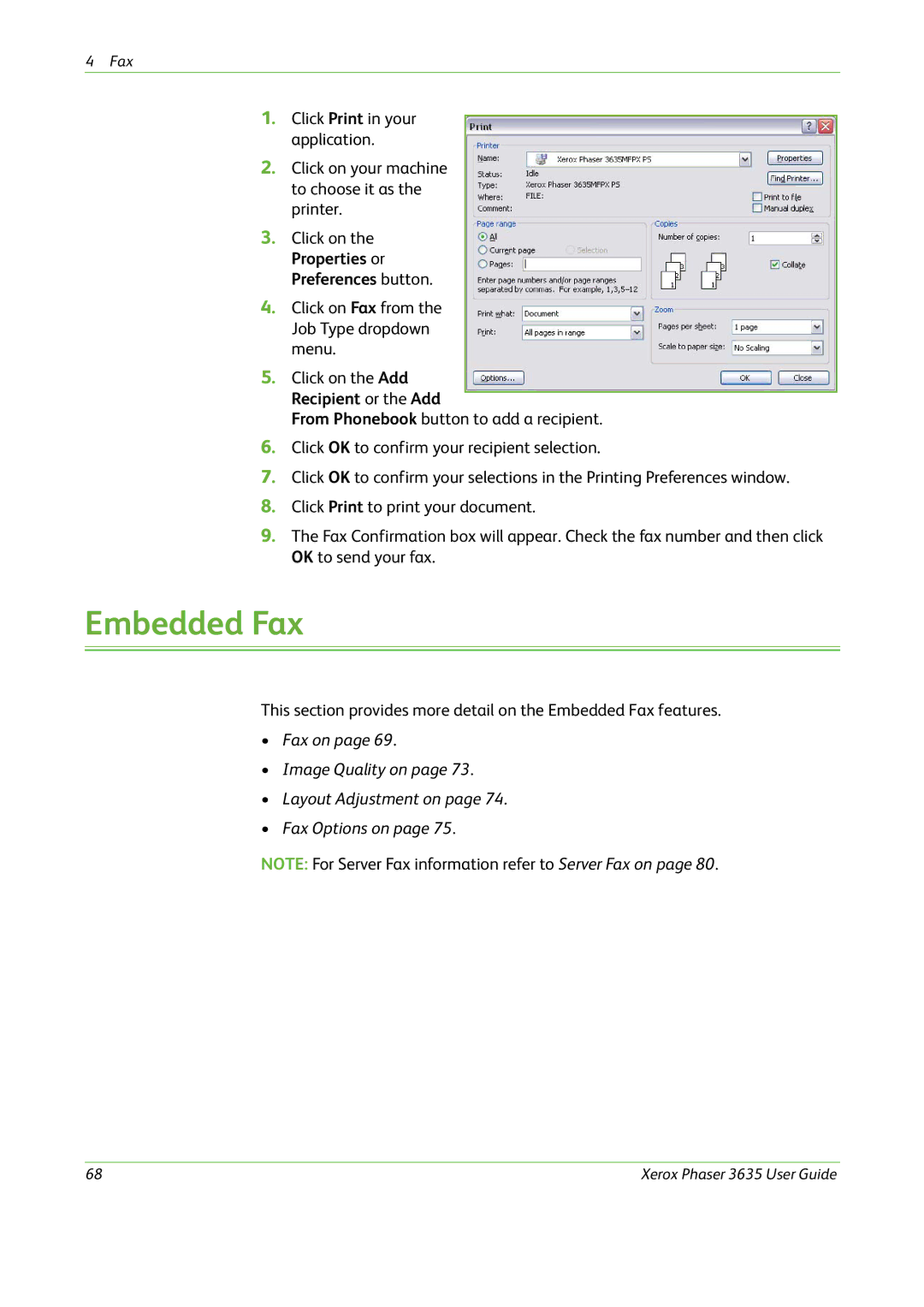 Xerox 3635 manual Embedded Fax 