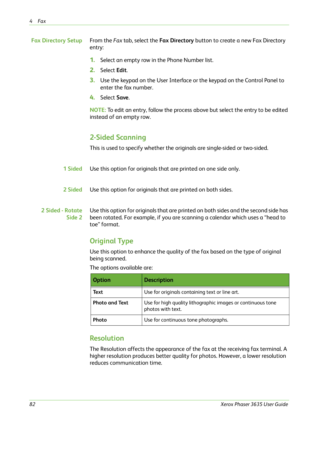 Xerox 3635 manual Sided Scanning 