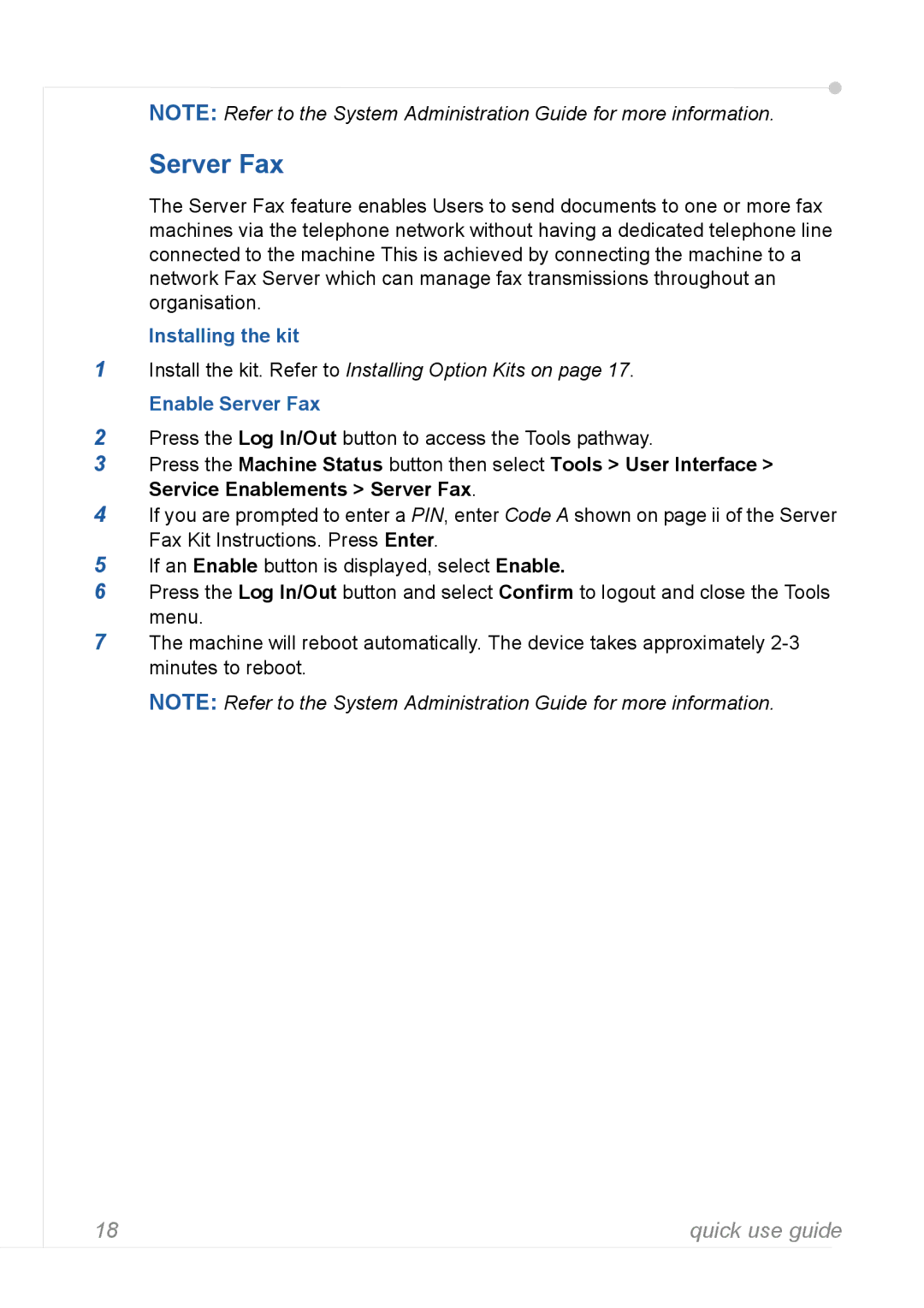 Xerox 3635MFP manual Enable Server Fax 