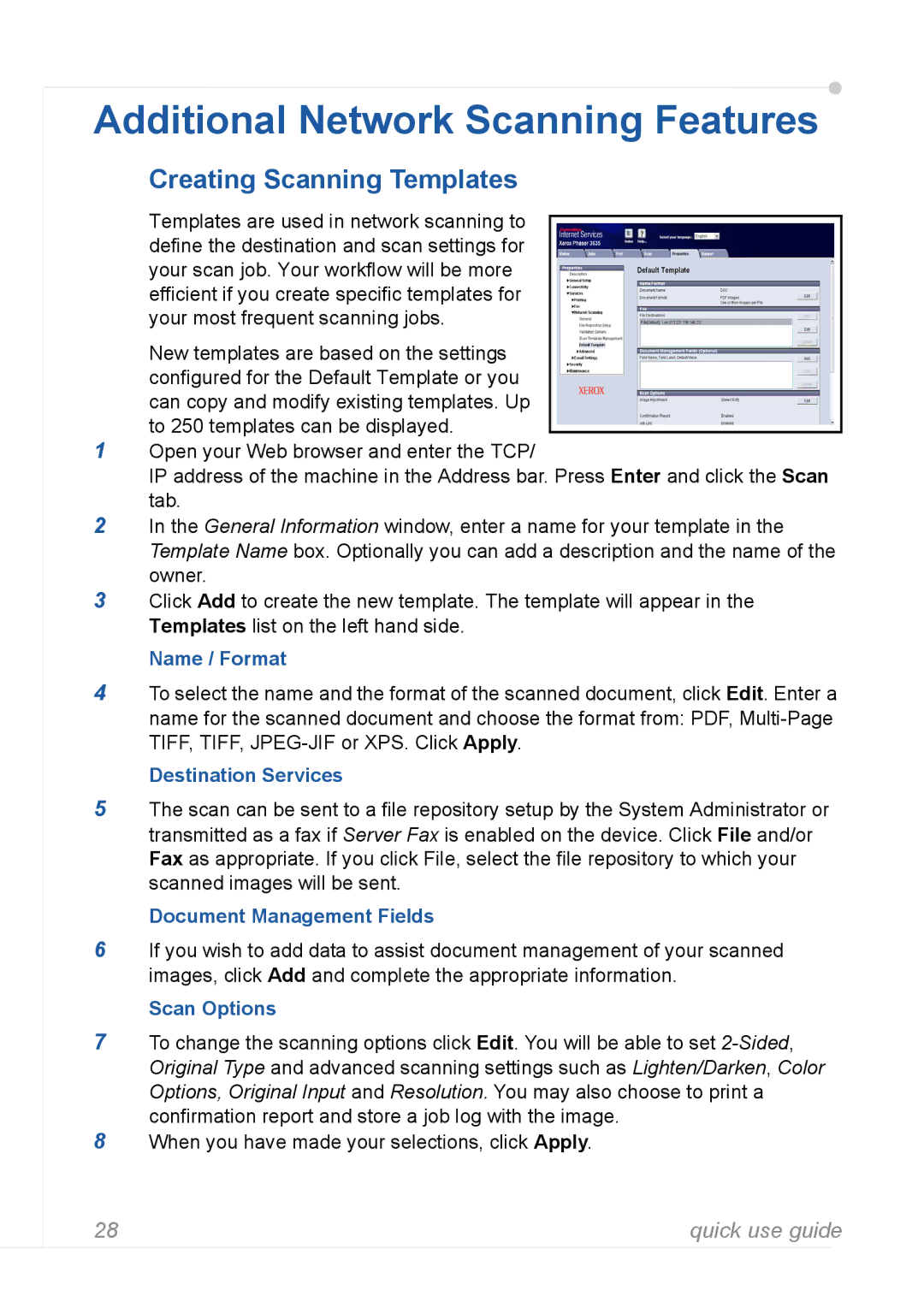 Xerox 3635MFP manual Additional Network Scanning Features, Creating Scanning Templates 