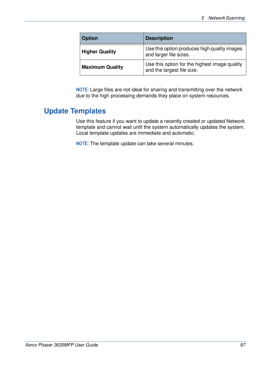 Xerox 3635MFP/S manual Update Templates 