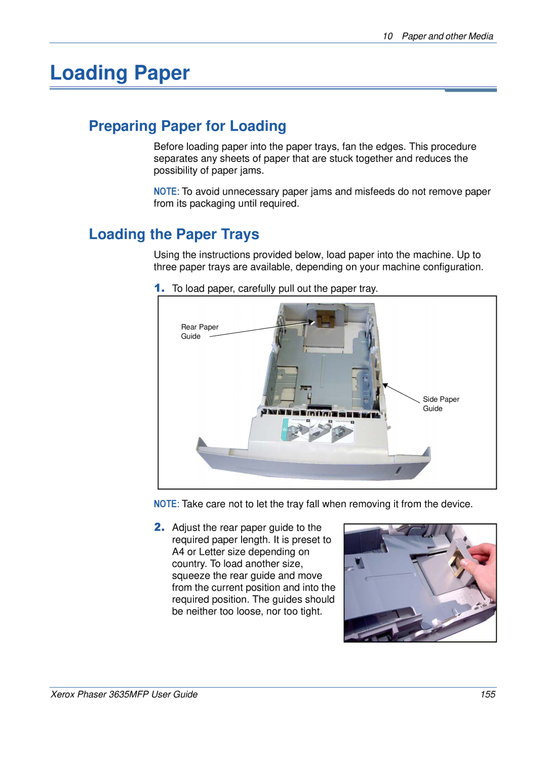 Xerox 3635MFP/S manual Preparing Paper for Loading, Loading the Paper Trays 