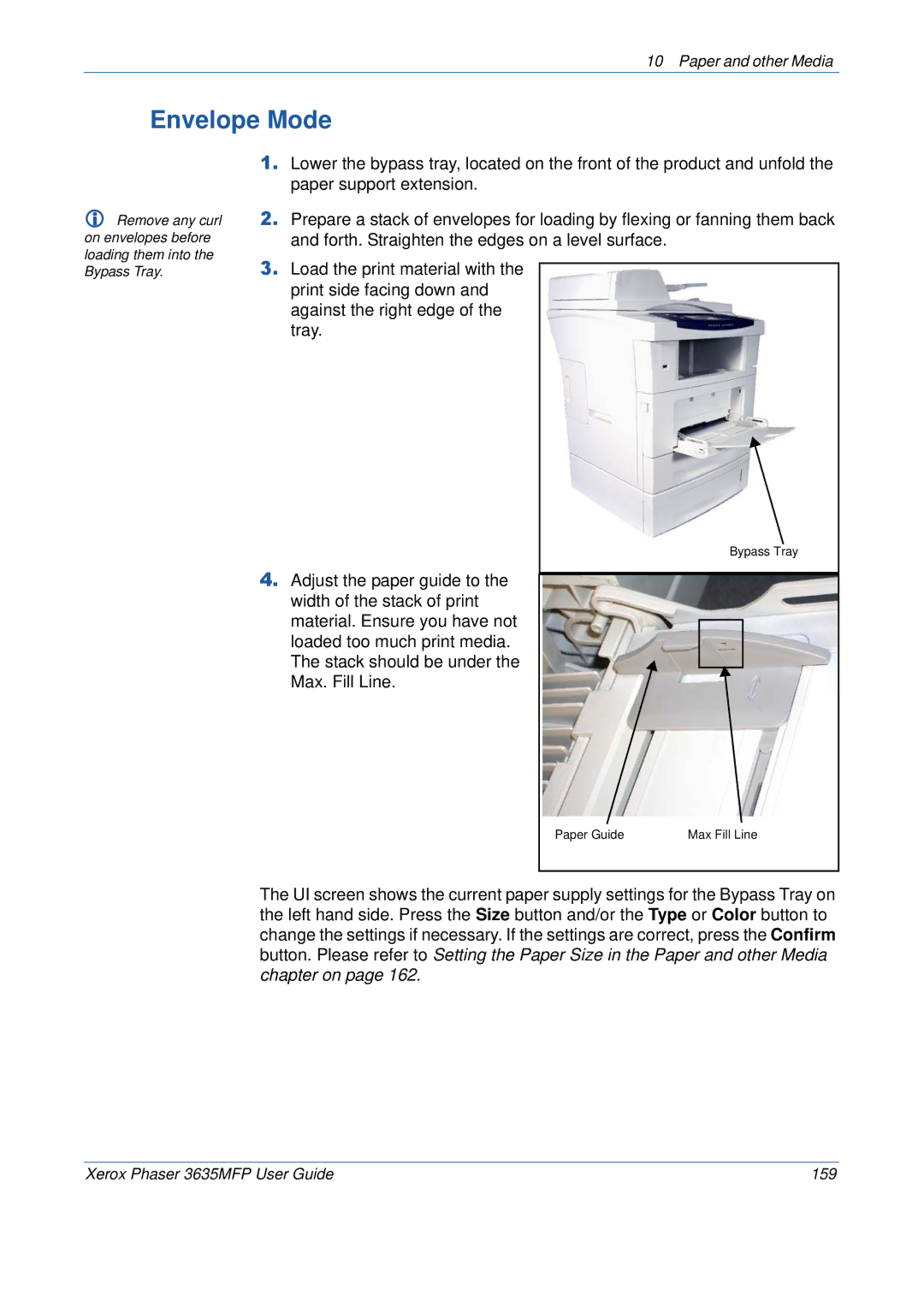 Xerox 3635MFP/S manual Envelope Mode 