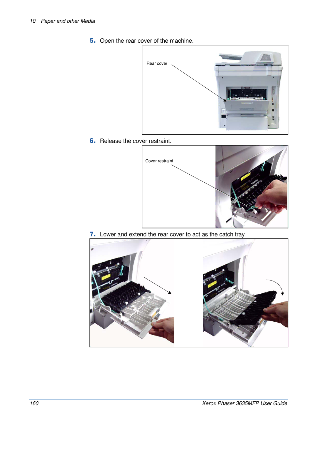 Xerox 3635MFP/S manual Open the rear cover of the machine 