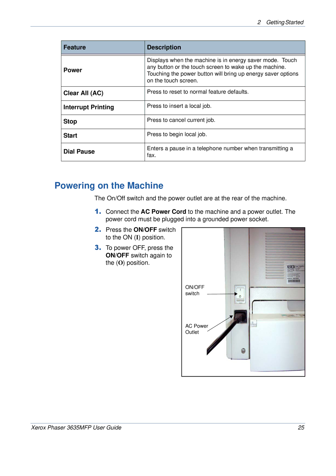 Xerox 3635MFP/S manual Powering on the Machine 