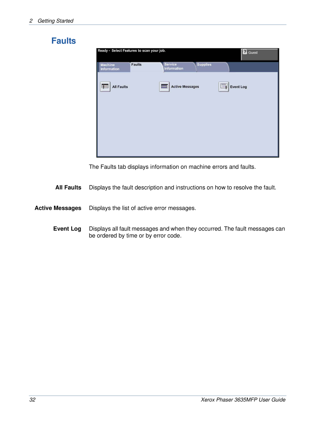 Xerox 3635MFP/S manual Faults 