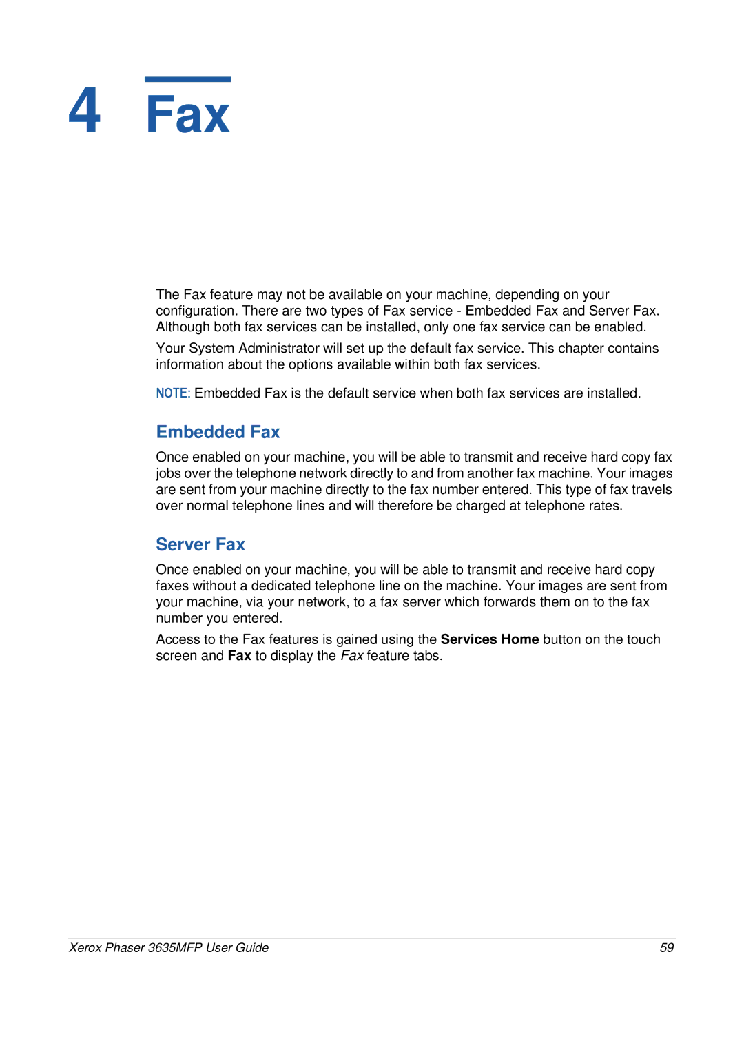 Xerox 3635MFP/S manual Embedded Fax, Server Fax 