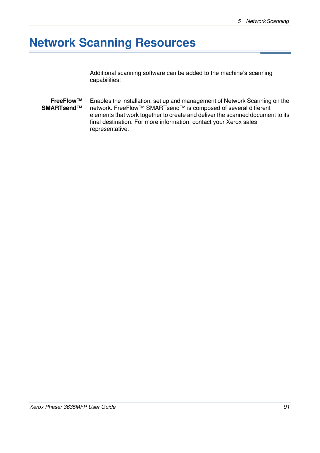 Xerox 3635MFP/S manual Network Scanning Resources 