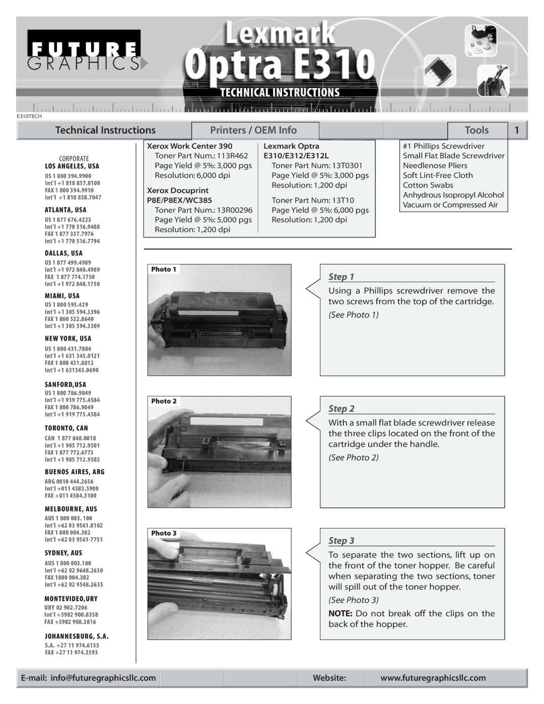 Xerox 390 manual Technical Instructions 