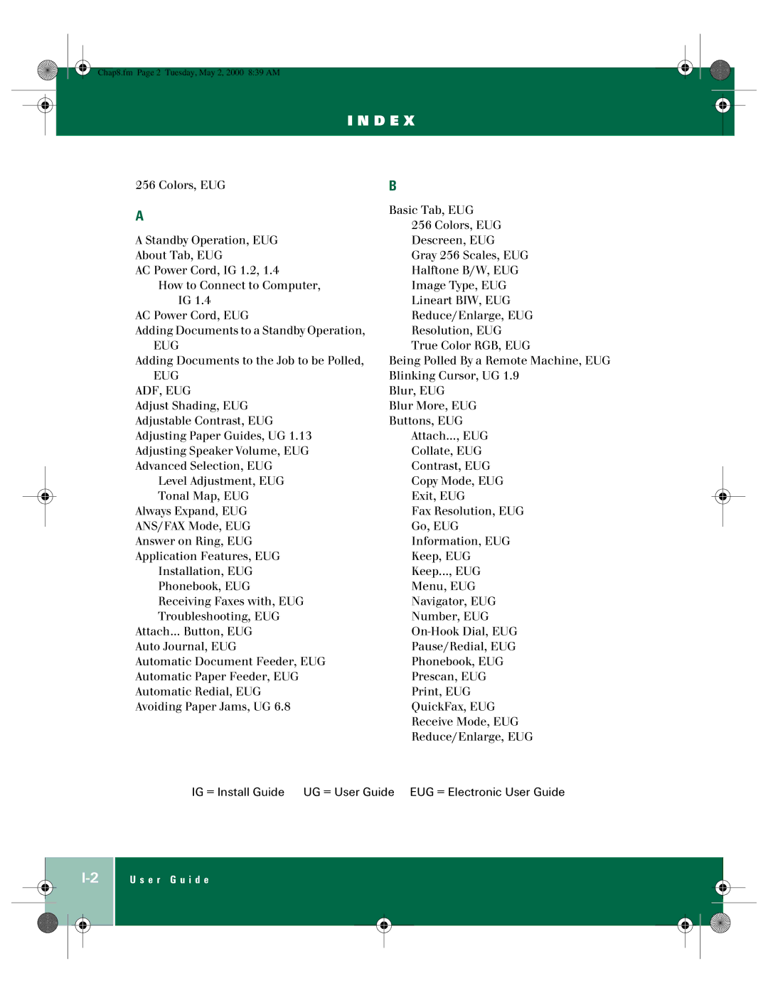 Xerox 390 manual Eug 