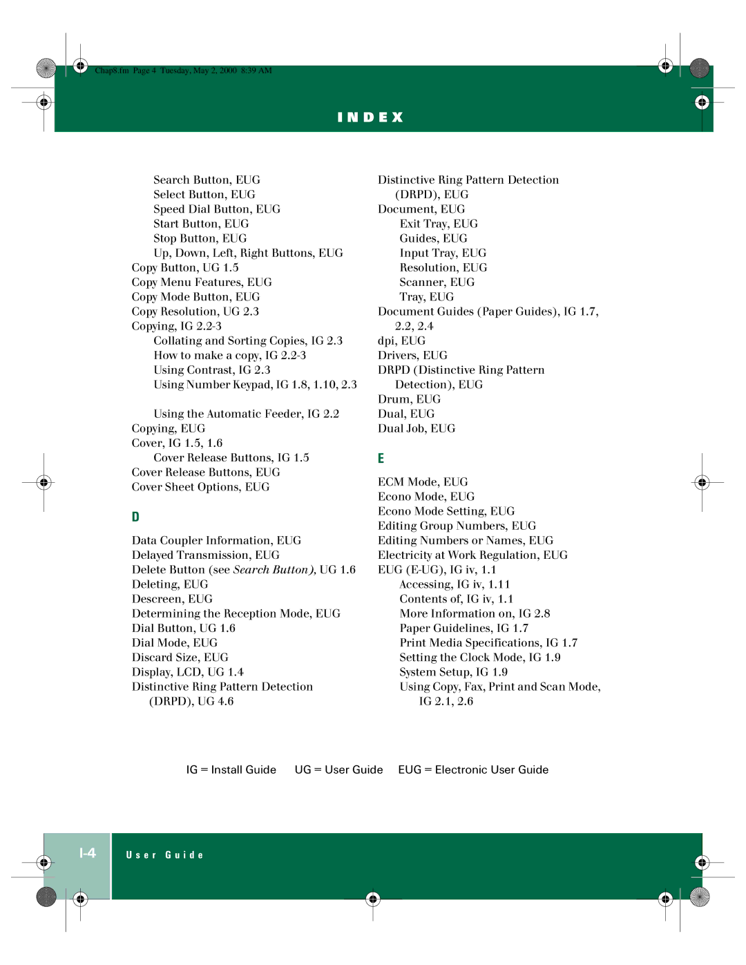 Xerox 390 manual Chap8.fm Page 4 Tuesday, May 2, 2000 839 AM 