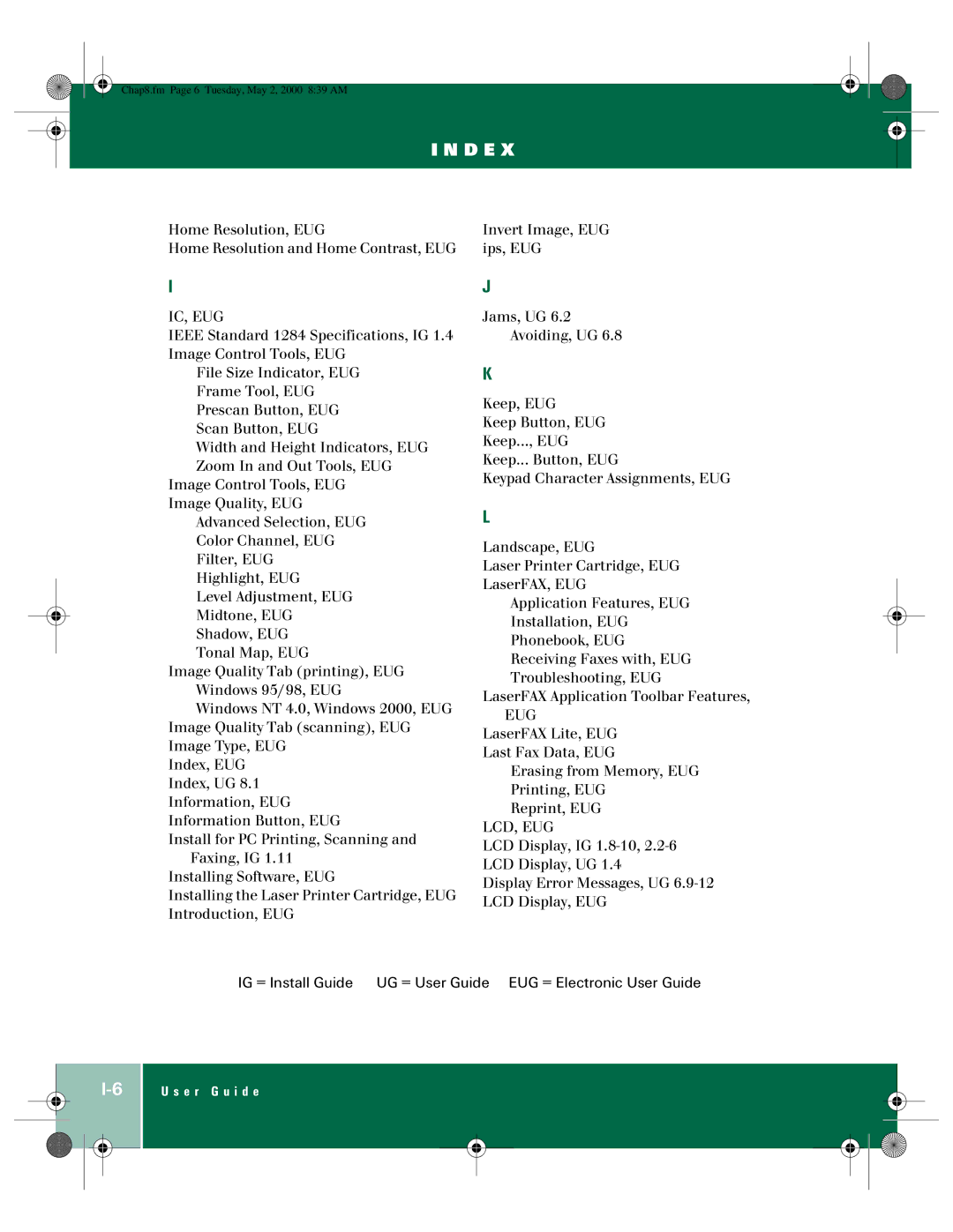 Xerox 390 manual Ic, Eug 